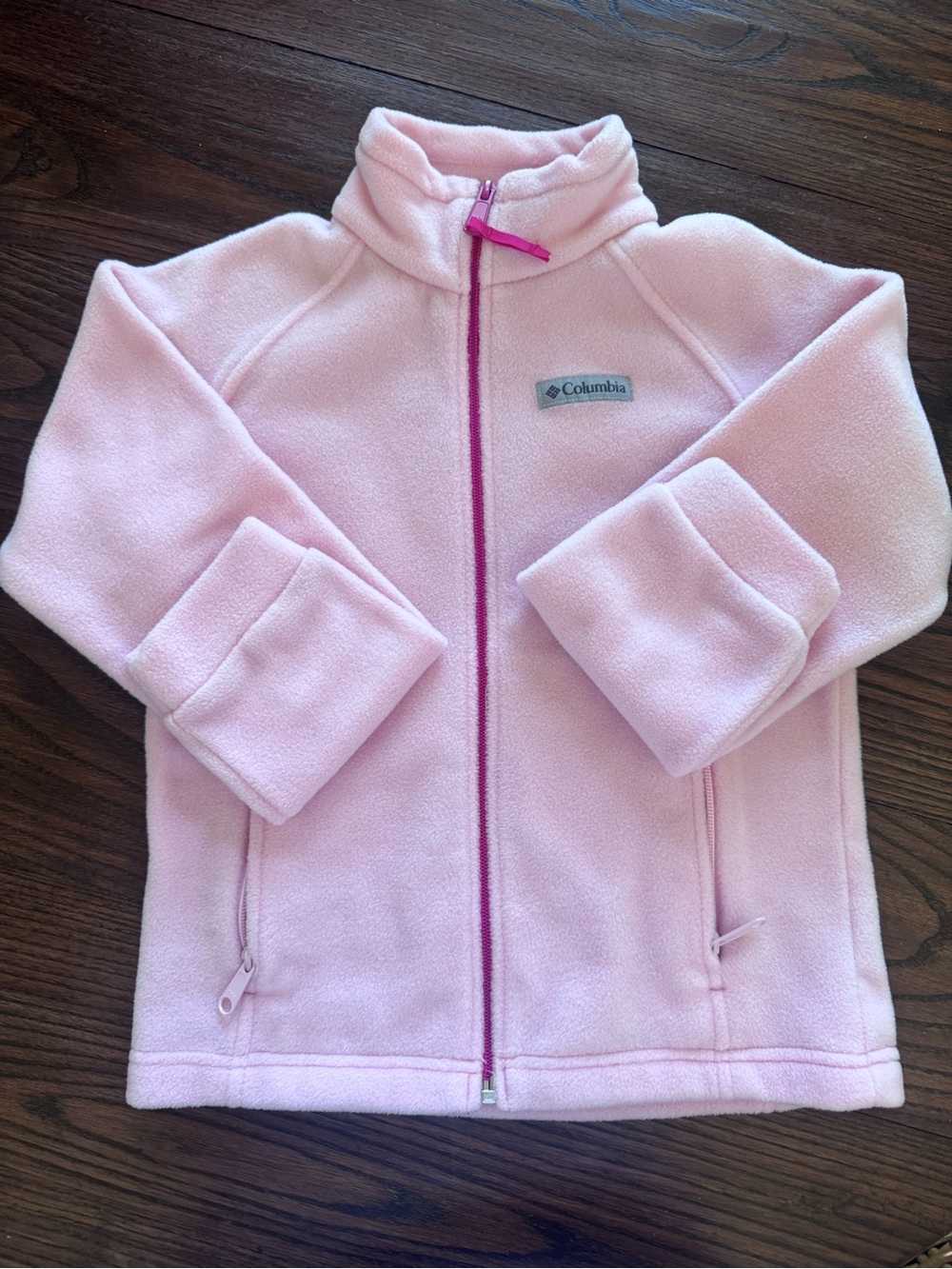 Girls Light Pink Columbia Zip Up Fleece